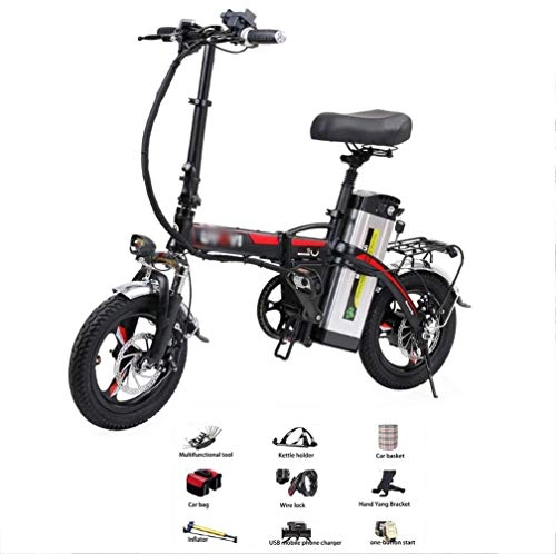 Electric Bike : 14-inch folding electric bicycle lithium battery assisted bicycle adult small comfortable seat brushless motor 400 (w) aluminum frame 48V non-electric riding / assisted / pure electric climbing 35
