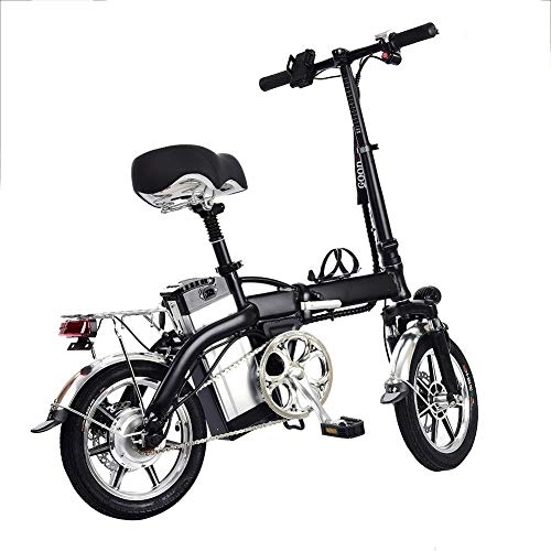 Electric Bike : 14 Inch Folding Electric Lithium Battery Bike For Adults -Black