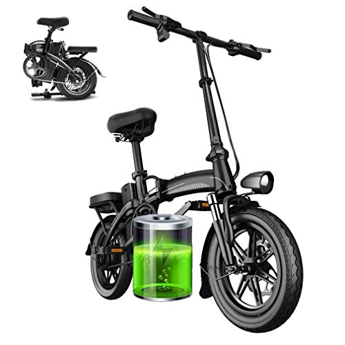 Electric Bike : 14" Small Electric Bikes, Electric Folding Bicycle 48V 10AhRemovable Lithium-Ion Battery and 400W Motor with Basket and Mobile Phone Stand for Adult Female / Male