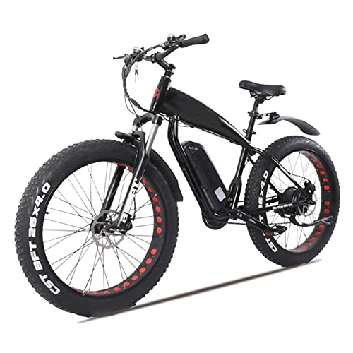 Electric Bike : 1500W High Speed Motor Electric Bike for Adults 43 Mph 26 Inch Fat Tire Electric Mountain Bicycle 48V Lithium Battery Electric Bike (Color : Black 48v 1500w, Number of speeds : 27)