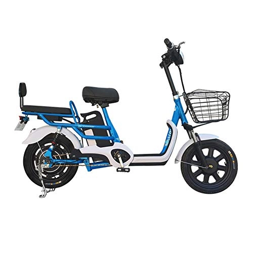 Electric Bike : 16" Electric City Bike Double Mountain Bike 350W Removable 48V 15 Ah Lithium-ion Battery Can bear 200kg Remote lock car Commuter Bike Suitable for urban commuting etc, Blue