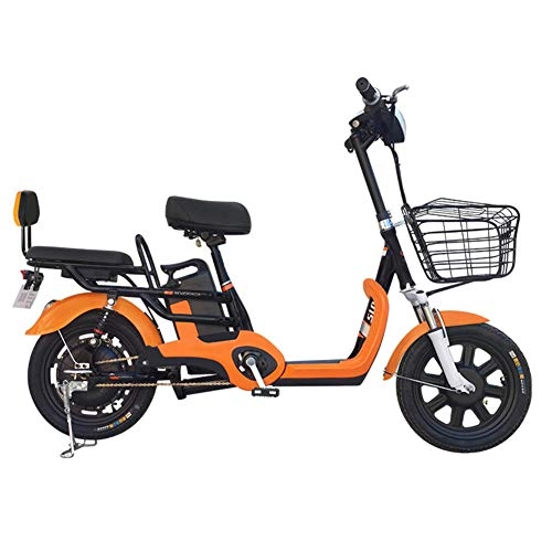 Electric Bike : 16" Electric City Bike Double Mountain Bike 350W Removable 48V 15 Ah Lithium-ion Battery Can bear 200kg Remote lock car Commuter Bike Suitable for urban commuting etc, Orange