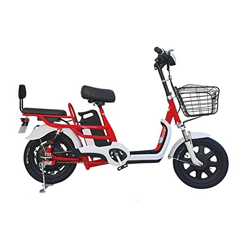 Electric Bike : 16" Electric City Bike Double Mountain Bike 350W Removable 48V 15 Ah Lithium-ion Battery Can bear 200kg Remote lock car Commuter Bike Suitable for urban commuting etc, Red