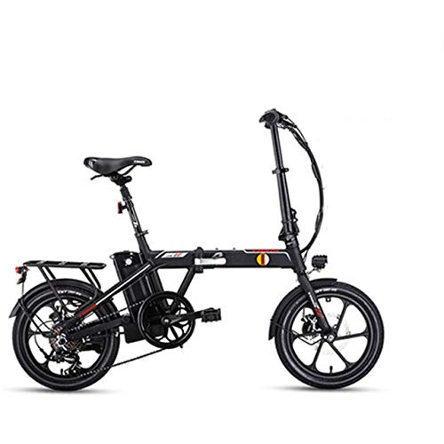 Electric Bike : 16 inch Aluminum Alloy Folding Bike one-Wheel Electric Bike 36V Lithium Battery Bike, Red