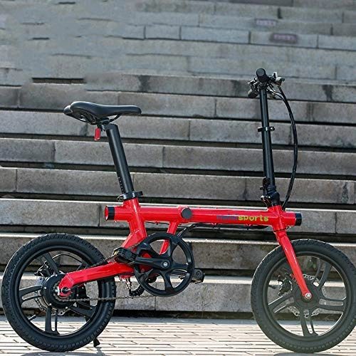 Electric Bike : 16 Inch Electric Bikes Adults Two Wheel Electric Bicycle 350W 36V Mini Folding Portable Electric Bicycle Bike@Red