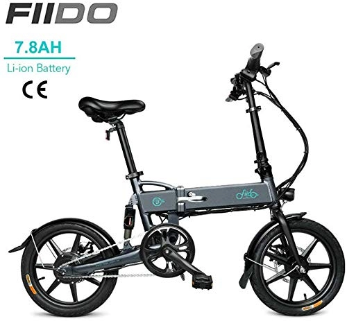 Electric Bike : 16 inch folding electric bike foldable electric bike for adults with built-in 7.8 Ah battery electric bike with shock absorber for outdoor sport cycling training and commuting-black