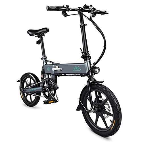 Electric Bike : 16-Inch Portable Electric Bicycle, Folding Auxiliary Electric Bicycle, 250W 36V 7.8AH Brushless Moped, Gray