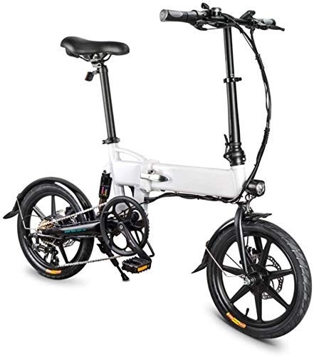 Electric Bike : 16 Inches Foldable Electric Bicycles, Electric Bicycles For Adults, 36V 7.8AH Built-in Lithium Battery, 250W Brushless Motor And Mechanical Brake Discs Bis Adult Bike QU526 (Color : White) LOLDF1