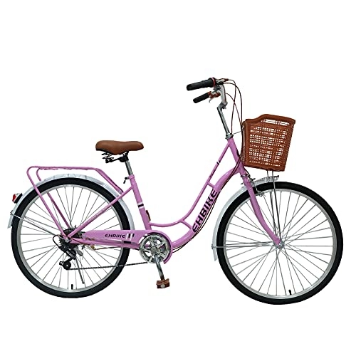 Electric Bike : 1905 Women Bike 26 Inch Bike Road Bike Seaside Travel Bicycle, Commute Bike 7 Speeds Electric Unicycles Adults One Wheel (Purple, 133 * 73 * 21cm)