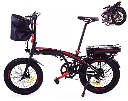 Electric Bike : 20"Folding Electric Bike / Electric City Bicycle for Adults / 7-Speed Drivetrain Rear Carry Rack Portable and easy to store / 48V 10.4Ah / Removable lithium-ion battery / Maximum mileage 60-70km (1 pack)