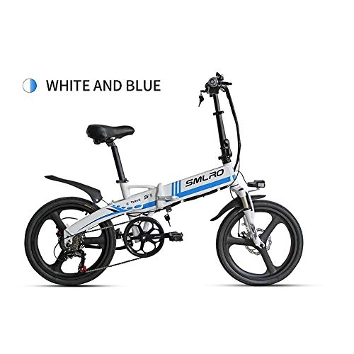 Electric Bike : 20' Folding Mountain Bike for Adult, 48V 8AH 350W Removable Large Capacity Lithium-Ion Battery, 7 speed Electric Mountain Bike, Mechanical disc brakes, Three Working Modes, Blue