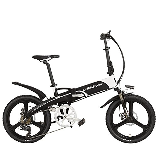 Electric Bike : 20'' Folding Pedal Assist Electric Bike Built-In 48V Lithium-ion Battery, 240W / 500W Strong Powerful Motor, Aluminum Alloy Rim & Frame, Front Wheel Quick Release (White-Black-I, 500W 14.5Ah, LCD Meter)