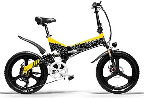 Electric Bike : 20 In Folding Electric Bike for Adult 400W 48V 120KM Magnesium Alloy E-Bike 20 2.4 Tire Anti-Theft System Electric Bicycle 3 working modes (Color : Yellow, Size : 10.4ah)