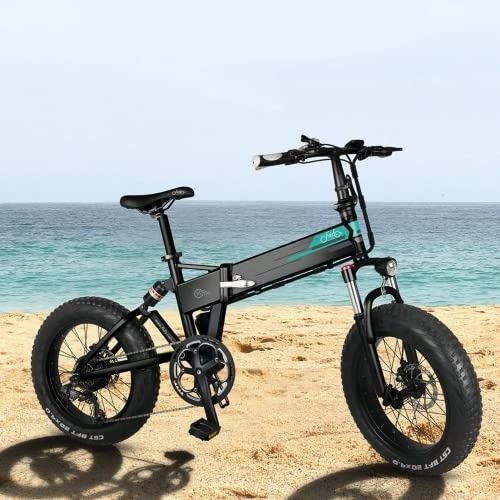 Electric Bike : 20 Inch Foldable Electric Bicycle, Brushless Motor Aluminium Alloy Lightweight Portable Lithium Battery E-Bike, Thick Tyres Snow Beach Mountain Bike