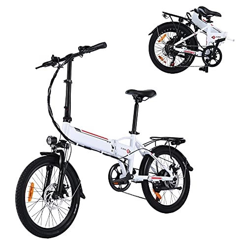 Electric Bike : 20 inch Foldable Electric Bike for Adults, Lightweight Folding E-Bike, Urban Commute Portable Outdoor Cycling Bike, Removable Lithium-Ion Battery, Pedal Assist, Smart Adjustable Speed, 7 Speed