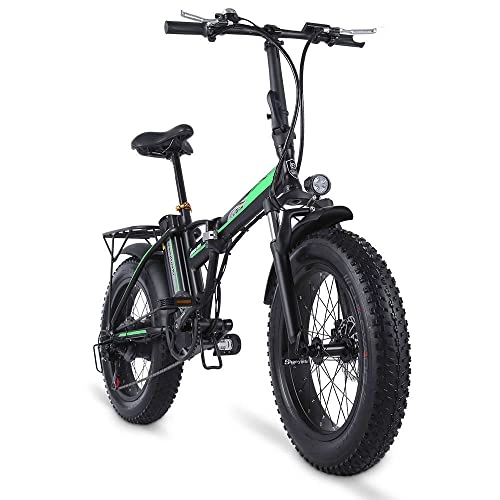 Electric Bike : 20 Inch Folding E-bike, 500W Electric Bicycle with Removable Li-Ion Battery 48V 15Ah, with Shimano-7 Speed Transmission Gears 70N.m for Outdoor Travel, black