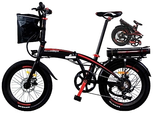 Electric Bike : 20-inch folding electric bicycle / adult electric city bicycle / Shimano 7-speed motor 250W / 48V 10.4Ah / removable battery / maximum mileage 60-70km (1 piece)