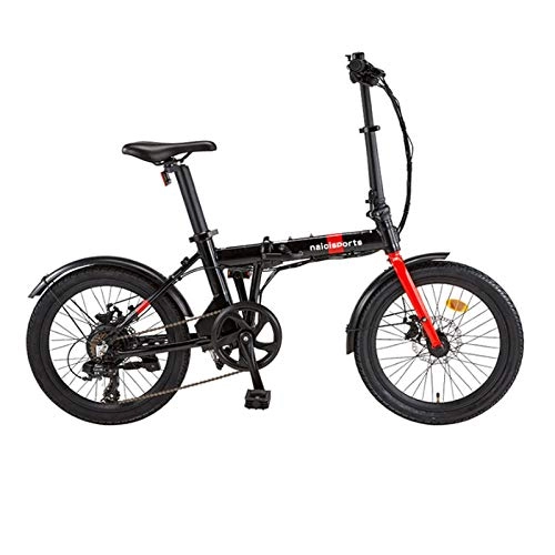 Electric Bike : 20 inch Folding Electric Bicycle Aluminum Alloy Light ebike Adult Travel City Electric Bicycle-Black red