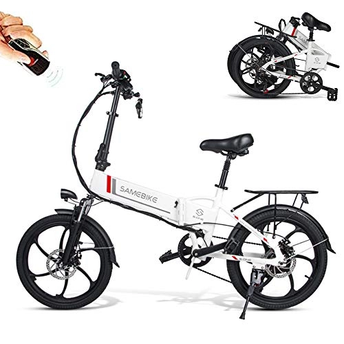 Electric Bike : 20 Inch Folding Electric Bicycle with 350W 48V Motor 10.4AH Removable Lithium Battery Remote Control System Shimano 7 Speeds Support USB Charging for Mobile Phones for Women Men [EU STOCK