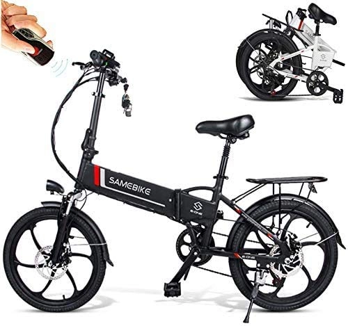 Electric Bike : 20 Inch Folding Electric Bicycle with 350W 48V Motor 10.4AH Removable Lithium Battery Remote Control System Shimano 7 Speeds Support USB Charging for Mobile Phones for Women Men [UK STOCK