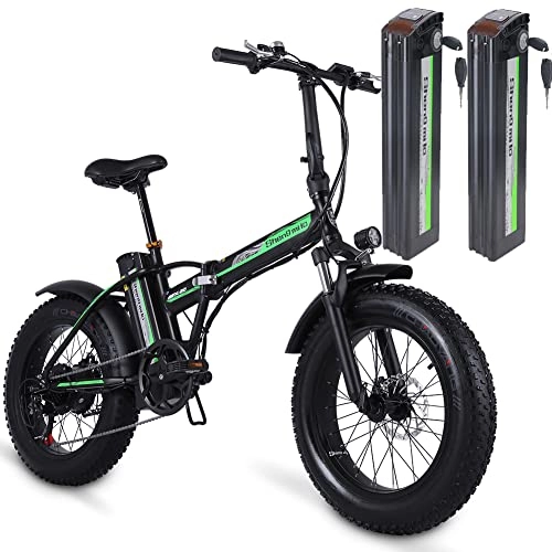 Electric Bike : 20 inch Folding Electric Bike Fat tire with TWO 48V / 25Ah Removable Lithium Battery, 7-Speed Shimano City E-bike mountain electric bike | Vikzche Q MX20