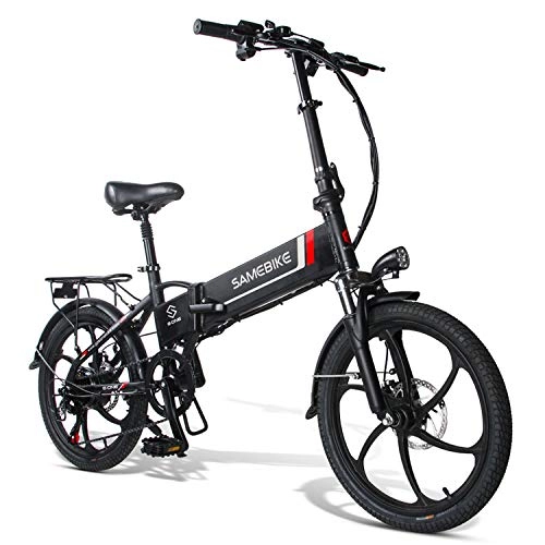 Electric Bike : 20 Inch Folding Electric Bikes for Adults, 350W 48V Electric Mountain Bike 10.4AH Removable Lithium Battery Shimano 7 Speeds Support and USB Charging for Mobile Phones for Women Men [EU Stock