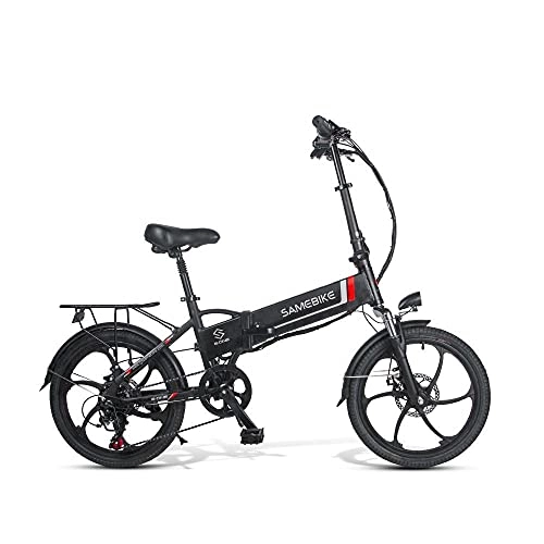 Electric Bike : 20-Inch Folding Portable Electric Bicycle With 350W 48V Motor 10.4Ah Detachable Lithium Battery Remote Control System, 3 Riding Modes, Charging Time Less Than 3 Hours-Black（UK 7-10 Days）