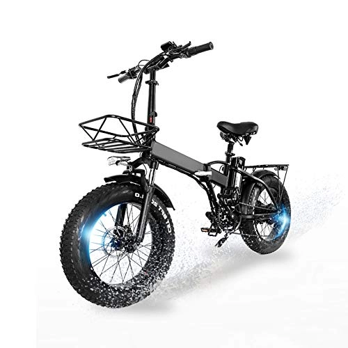 Electric Bike : 20 Inch Tire Electric Bikes Folding E-bike 48V 350W Mountain Electric Bicycles for Adults (Black), for Mens Outdoor Cycling Travel Work Out And Commuting