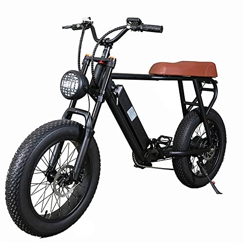 Electric Bike : 20FG Adult Mountain Bike 20 Inch Electric Bike 48V 15Ah Lithium Battery Air Suspension Front Fork (Black)