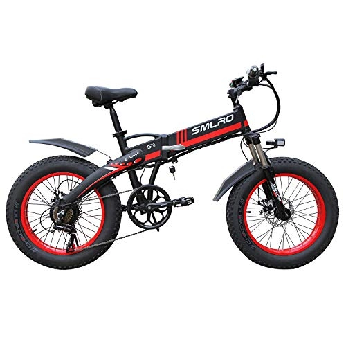 Electric Bike : 20Inch Electric Mountain Bike 48V Lithium Battery Hidden Frame 3500W High Speed Motor Max Speed 30Km / H Soft Tail Ebike, Red, 20inch