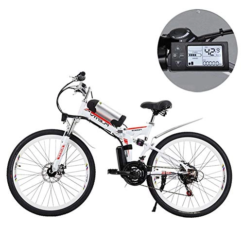 Electric Bike : 24 / 26 Inch Electric Mountain Bikes, 8Ah / 384W Removable Lithium Battery Electric Folding Bicycle with Kettle Three Riding Modes, Suitable for Men And Women, B, 26 inch
