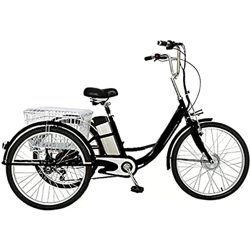 Electric Bike : 24 inch adult electric tricycle 3 wheel bike for ladies lithium battery THREE rounds bike for elderly, Independent usable rear basket, 3 speeds