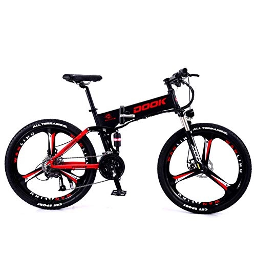 Electric Bike : 250W 26" Electric City Ebike Foldable Bicycle Mountain Bike 5 Speed Men's Bike Double Disc Brake Carbon Steel Full Suspension Bicycle, Removable Lithium Battery 8AH