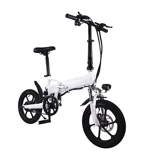 Electric Bike : 250W Adult Electric Bike Foldable For Adults Lightweight 16 Inch Tire 36v Lithium Battery Soft Tail Frame Folding Electric Bicycle (Color : White)