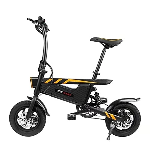 Electric Bike : 250W Electric Bike, 48V, 12'', Commuting for Adults, Easy Folding City Bike with Brushless Motor., Black