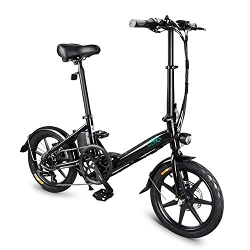 Electric Bike : 25km / h Folding Electric Bicycle, 16 Inches Fold Electric Bike, Ebike for Adult Load 120kg with 3 Work Modes and 52-tooth Large Chain Disc, 250W Black