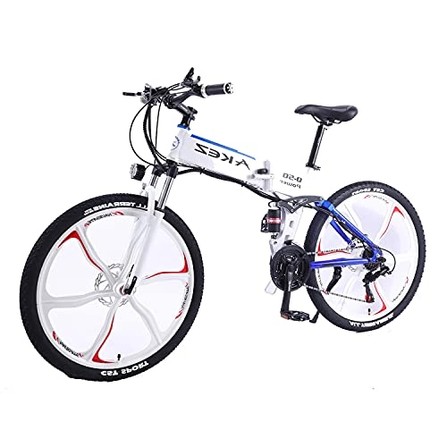 Electric Bike : 26" E-bike Professional Electric Bike bicycle 350W 36V 8Ah Battery Folding Electric Mountain / snow Bike for adults men with 27 Speed Transmission Gears White