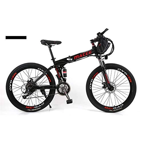 Electric Bike : 26" Electric Bike 36V 12Ah 250W Dual Suspension E-bike 21 Speeds High-carbon Steel Folding Bike with Disc Brakes and Suspension Fork (Removable Lithium Battery), Black
