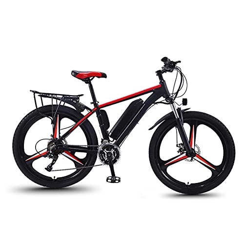 Electric Bike : 26'' Electric Bike, Electric Bicycle, 27 Speed E-Bike, with Removable Battery, Mechanical Disc Brakes, Magnesium Alloy Wheels, Three Riding Modes, Red, 13AH battery