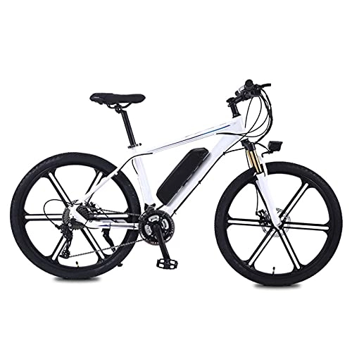 Electric Bike : 26'' Electric Bike, Electric Bicycle, Brushless E-Bike, Aluminum Alloy Bracket, Mechanical Disc Brake, with Rechargeable Taillights, Three Riding Modes, Safer Night Riding, White, 13AH