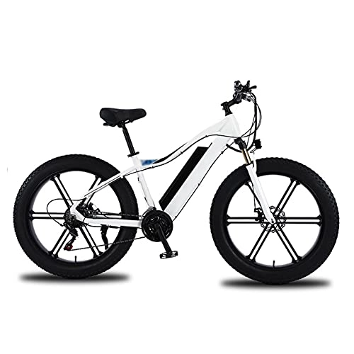 Electric Bike : 26'' Electric Bike, Electric Bicycle, E-Bike, Aluminum Alloy Frame, with Smart Instrument Panel / LED Lights / Rechargeable Taillights, Speed 35KM / H, for Cycling Work Out, White