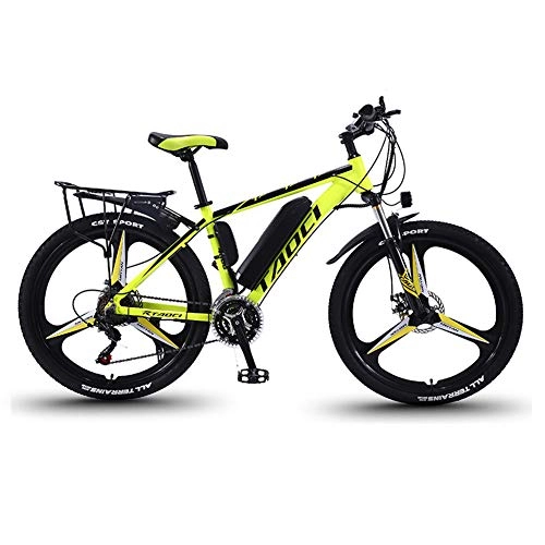 Electric Bike : 26'' Electric Bikes, Mens Mountain Bike, Magnesium Alloy Ebikes Bicycles, with Removable Large Capacity Lithium-Ion Battery 36V 250W, for Sports Outdoor Cycling Travel Commuting, Yellow, 10AH