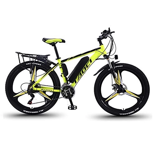 Electric Bike : 26'' Electric Bikes, Mens Mountain Bike, Magnesium Alloy Ebikes Bicycles, with Removable Large Capacity Rechargeable Battery 36V 240W, for Sports Outdoor Cycling Travel Commuting, Yellow, 10AH