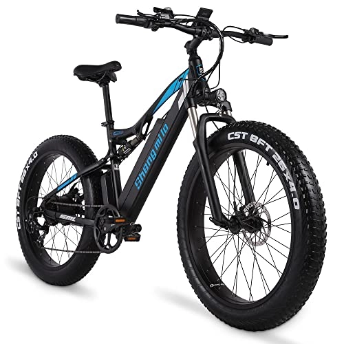 Electric Bike : 26'' Electric Mountain Bike, E-MTB 1000W Motor, with Removable 17.5Ah Battery, Lightweight Aluminum Alloy Suspension MTB, 21-Speed Shimano Double Disc Brake [CZ Stock