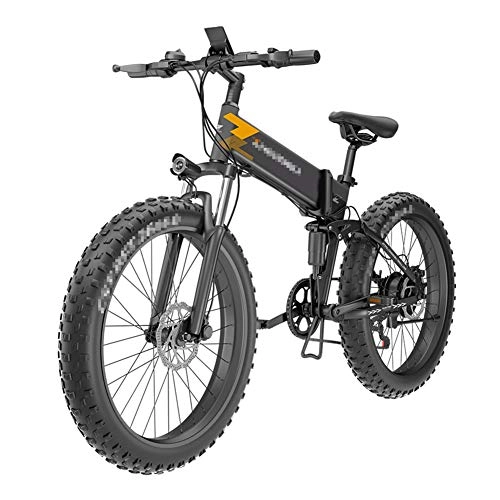 Electric Bike : 26'' Electric Mountain Bike, Folding Fat Tire Snow Bike With 48V 10Ah Capacity Lithium-Ion Battery 400W 7 Speed for Sports Outdoor Cycling Travel Commuting