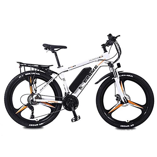 Electric Bike : 26'' Electric Mountain Bike, Sports Outdoor Cycling Travel Commuting Electric with Removable Large Capacity Lithium-Ion Battery, 27-level Shift Assisted Adults Ebike, white orange, 13ah
