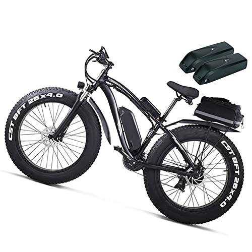 Electric Bike : 26''Fat Tire Electric Bike 1000W Motor offroad Electric Bicycle with Shimano 21 Speed Mountain Electric Bicycle Pedal Assist 48V 17AH TWO Lithium Battery Hydraulic Disc Brake shengmilo MX02S