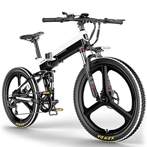 Electric Bike : 26" Folding Bike, 400W 48V 10AH Lithium Battery Aluminum Alloy Mountain Cycling Bicycle, E-Bike with 7-speed Shimano Professional Transmission, Black