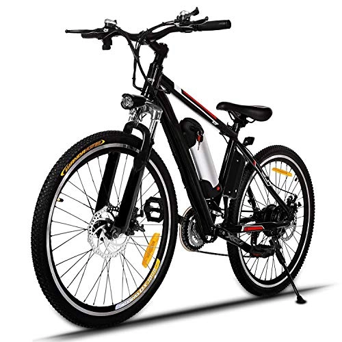 Electric Bike : 26'' Folding Electric Mountain Bike 250W Electric Bicycle with Removable Large Capacity Lithium-Ion Battery, Professional 21 Speed Gears (Black Red)