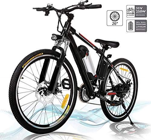 Electric Bike : 26'' Folding Electric Mountain Bike Removable Large Capacity Lithium-Ion Battery (36V 250W), Electric Bike 21 Speed Gear and Three Working Modes (Black)